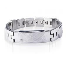 Beautiful Stainless Steel Bracelet w/ Diamond Accent